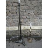 A good quality heavy floorstanding plated telescopic oil lamp standard (later converted to