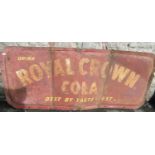 A vintage sheet tin sign with painted finish advertising drink Royal Crown Cola (AF), 130 x 56 cm