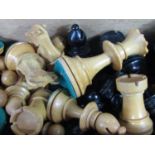 Boxwood and ebony chess set in the manner of Staunton