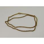 Yellow metal rope twist necklace, 6.5g