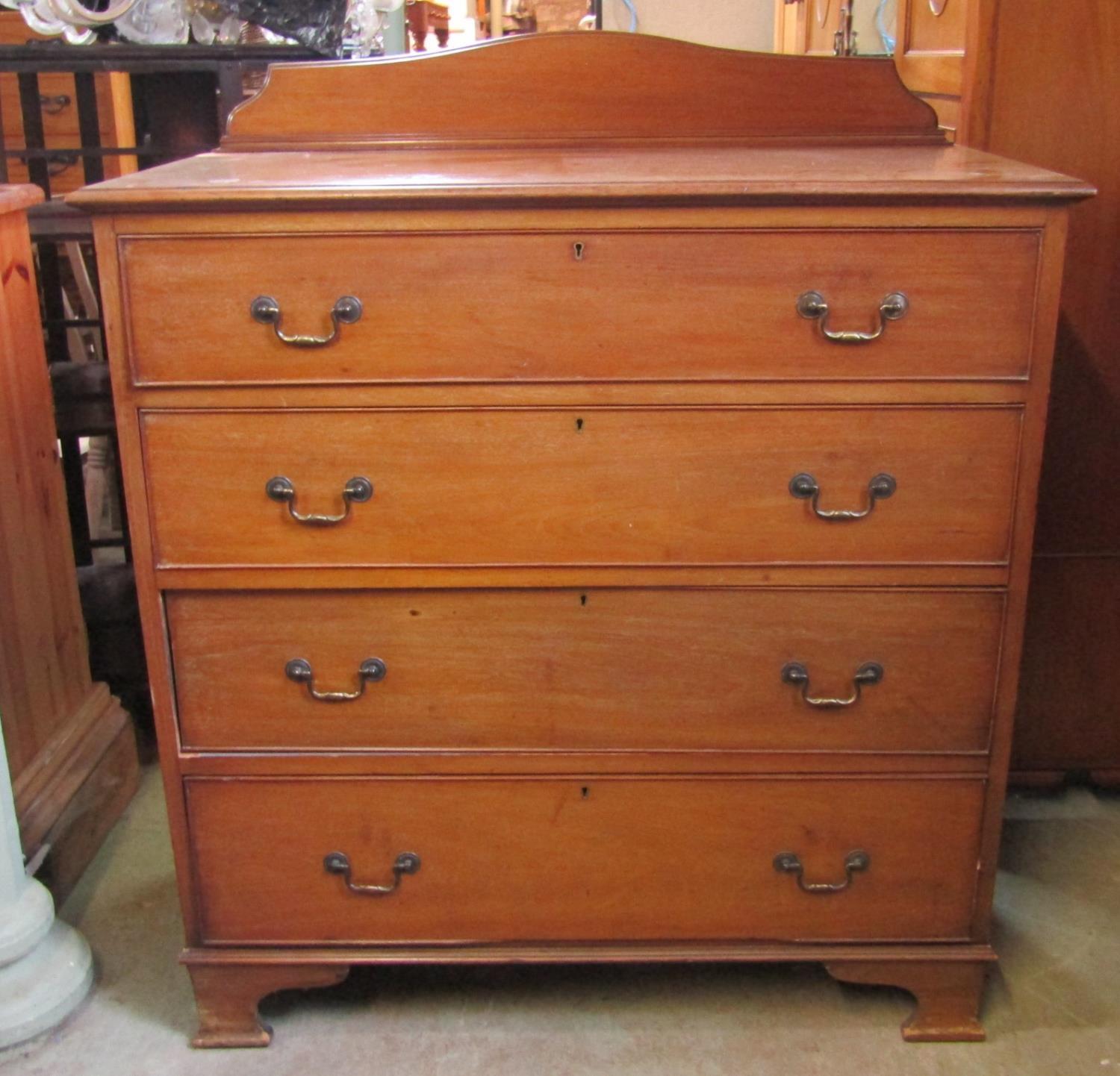 An Edwardian mahogany bedroom pair and similar matching dressing chest with raised oval swing mirror - Image 4 of 4