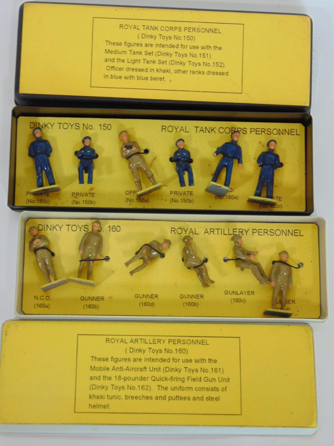 2 complete box sets of Dinky Toy miniature figures including 160 Royal Artillery Personnel and 150