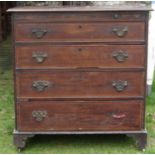 A Georgian mahogany chest of four long drawers, together with a brush slide, crossbanded in