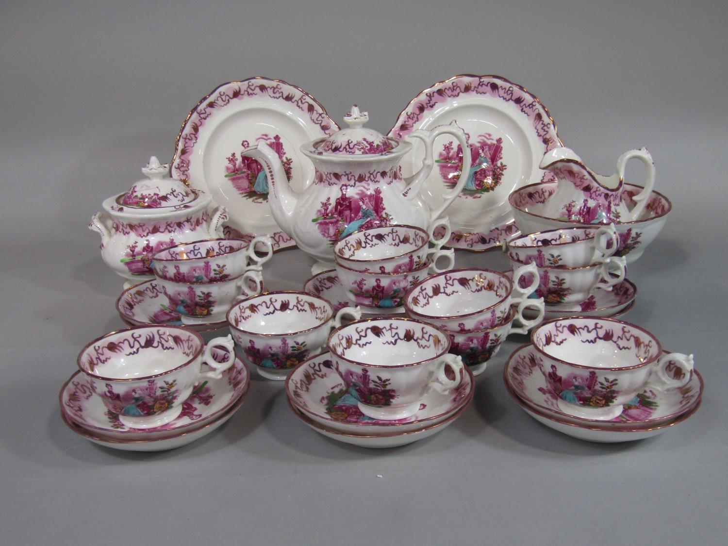 A collection of early Victorian teawares probably commemorating the marriage of Victoria and Albert,