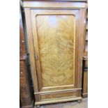 19th century continental armoire, the quarter veneered and panelled door within a reeded