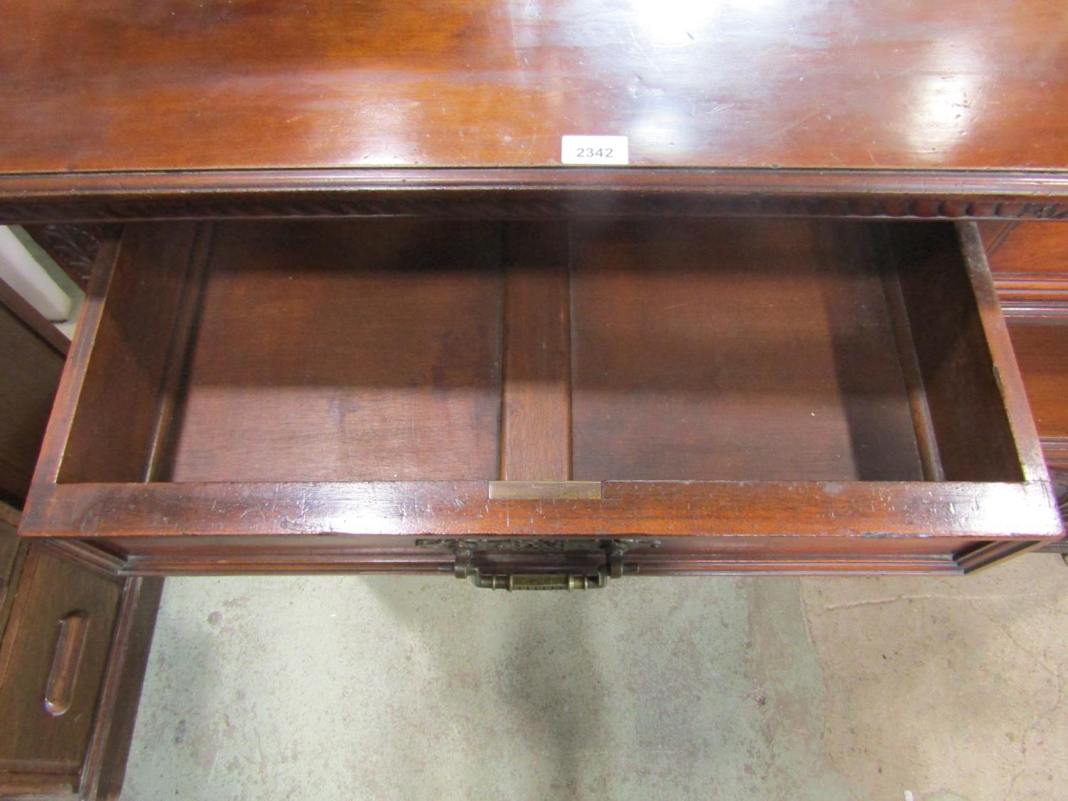 A good quality late Victorian/Edwardian walnut buffet, the raised back incorporating three - Image 6 of 10