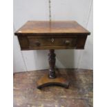 A late Georgian mahogany side table of rectangular form enclosing a single frieze drawer raised on a