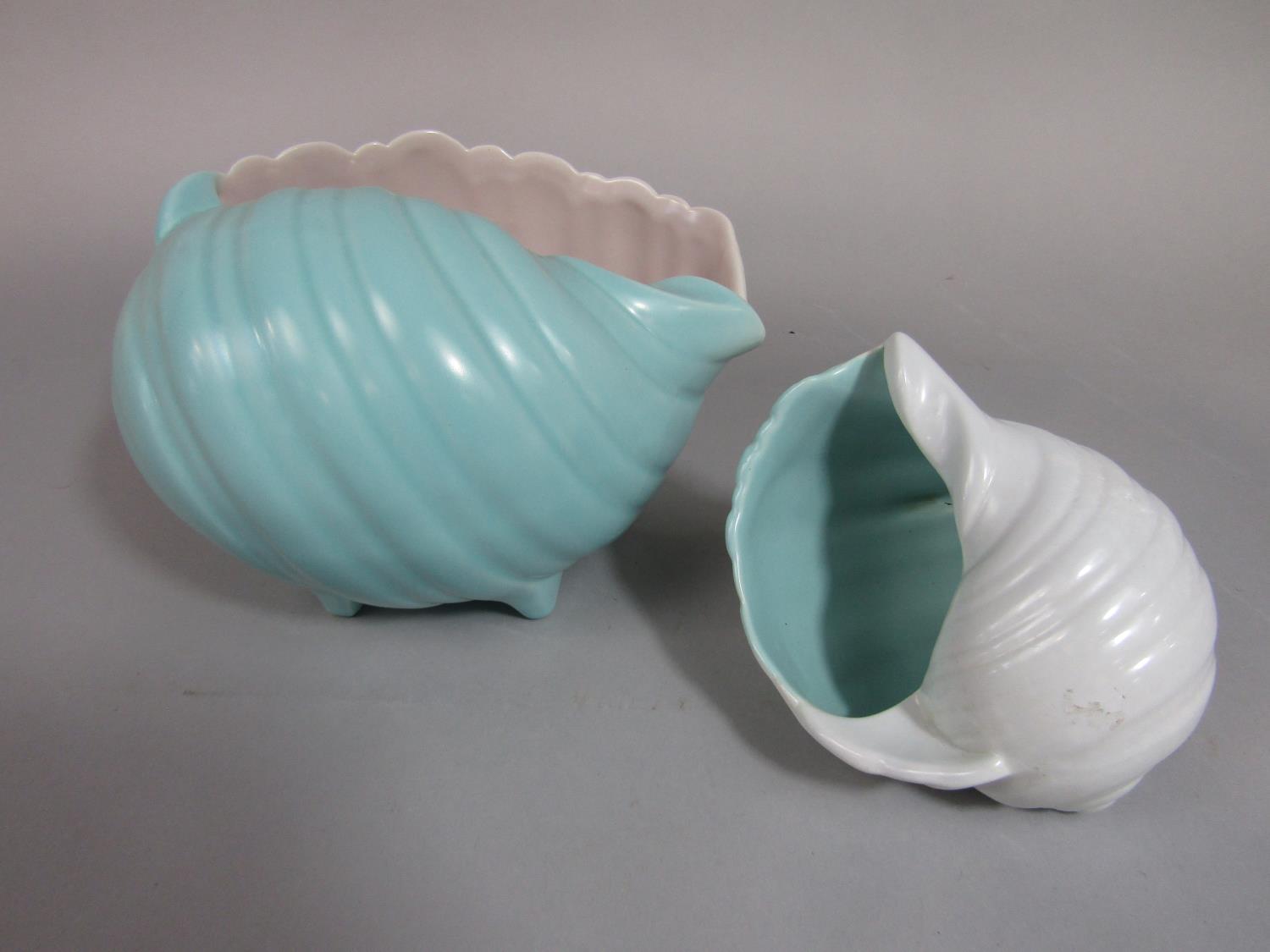 A collection of Poole Pottery vases in the form of shells with various glazed finishes, together - Image 2 of 2