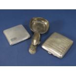 Mixed smoking lot comprising two silver engine turned cigarette cases and a further silver