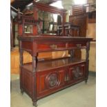 A good quality late Victorian/Edwardian walnut buffet, the raised back incorporating three