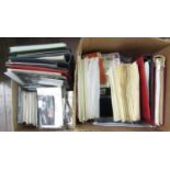 Two boxes of GB, Commonwealth and world stamps in albums, folders, stockbooks, boxes and on cards,