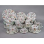 A collection of Minton Haddon Hall pattern wares comprising teapot, milk jug, sugar bowl, six
