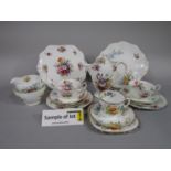 A collection of Hammersley floral teawares comprising hot water jug, milk jug, sugar bowl, slop