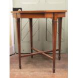 A late Victorian/Edwardian rosewood occasional table of octagonal form with satinwood cross