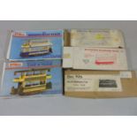 5 model Tram kits; No 14 Car by Bec kits, 2 Keil Kraft kits, and Blackpool standard and