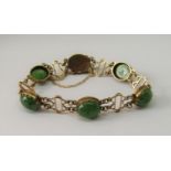 Good quality 9ct cabochon chrysoprase bracelet, maker 'S&Co', Birmingham 1968, 16g