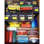 14 Corgi double decker buses with boxes (a boxful)