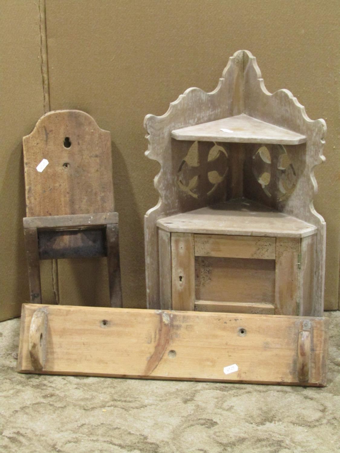 A vintage metamorphic child's high chair with elm seat, together with two Victorian footstools of - Image 3 of 3