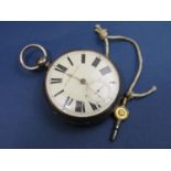 19th century silver single fusee pocket watch, the back plate numbered 8496 and dial inscribed '