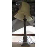 Gilt metal Corinthian column table lamp upon a stepped square base, 55cm high, not including shade