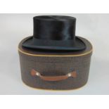 Fine brushed silk top hat by Meisterstolz Kruco, size 7.5, with box and brush