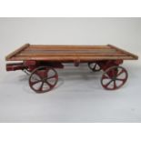 Scale model of a cart, with cast metal wheels, 60cm long