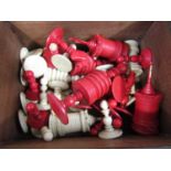 Indian carved bone vizagapatam chess set in chess box