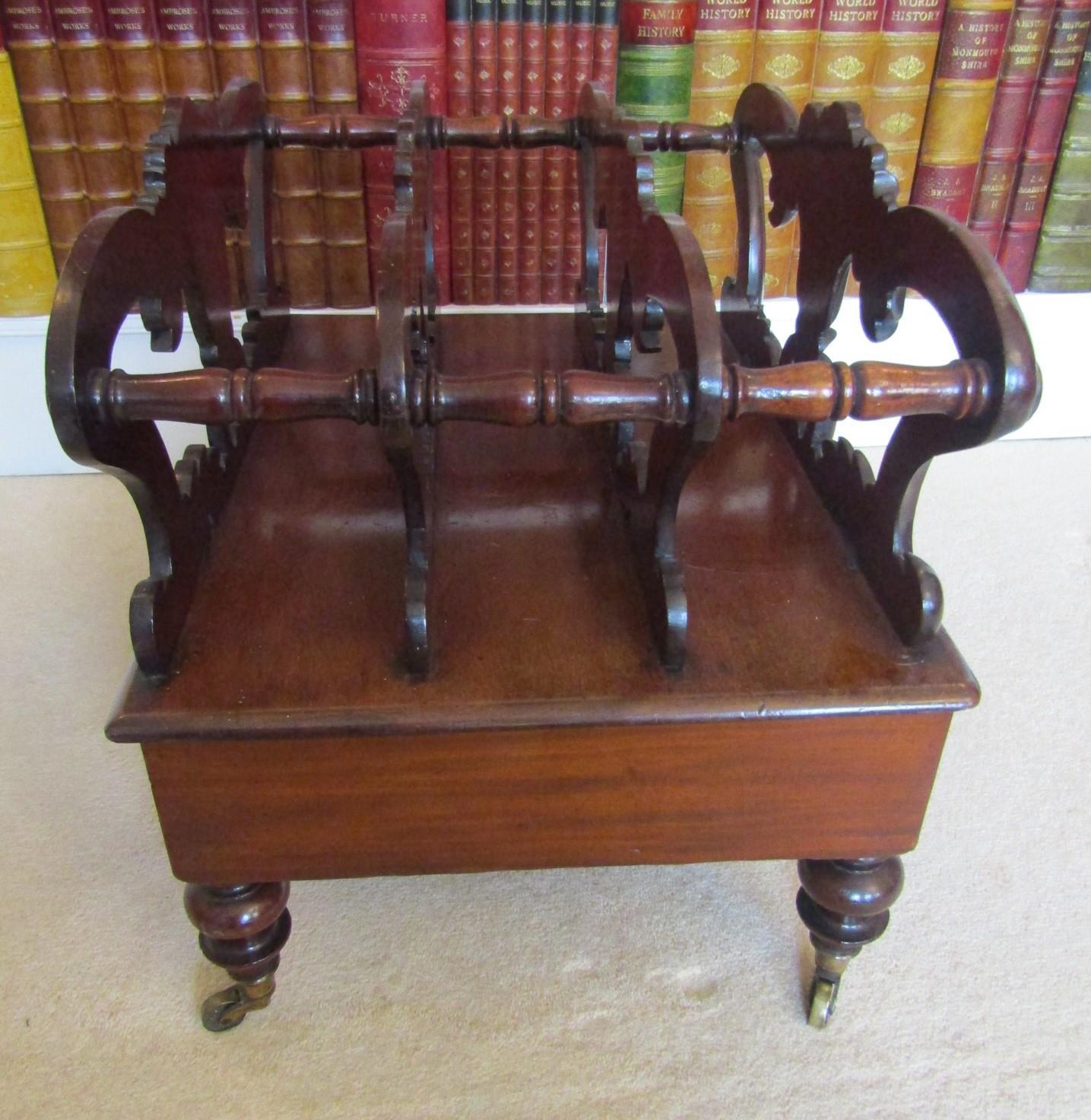 A Regency mahogany four divisional Canterbury, with carved and scrolled detail, over a single frieze - Image 2 of 2