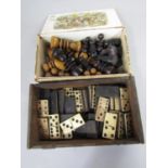 St George chess set in the manner of Calvert together with a vintage domino set (2)