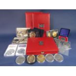 Three Royal Mint proof coin sets, 1987, 88, 89 - £2 - 1p and further mixed crowns, etc