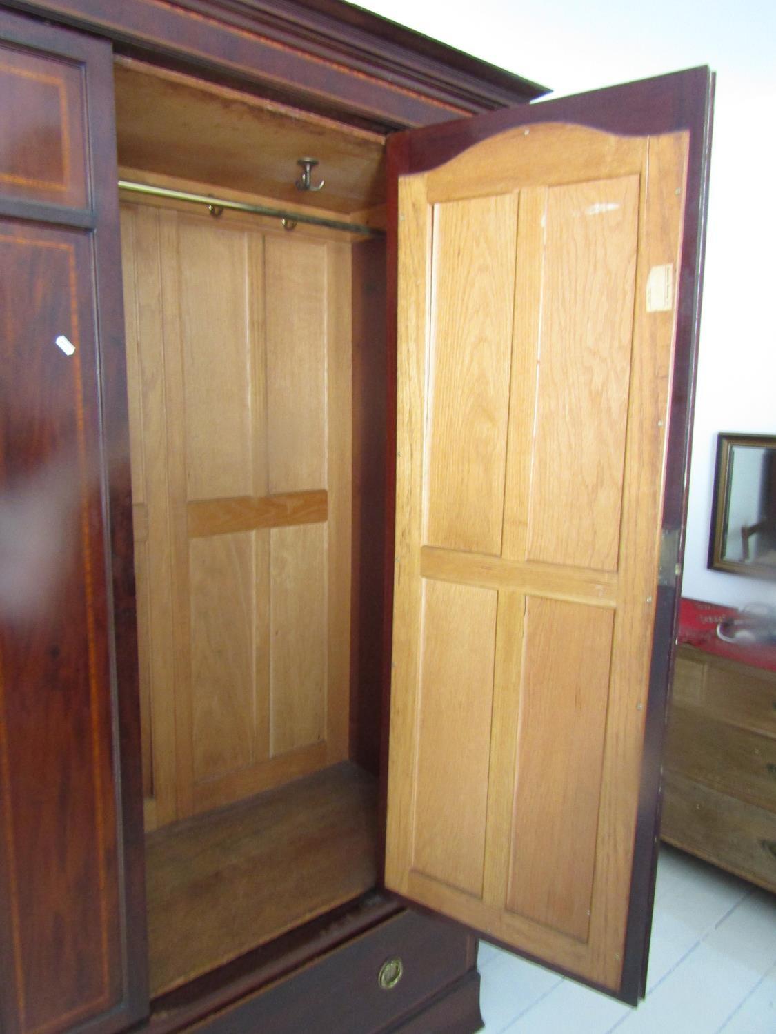 A good quality inlaid Edwardian mahogany single wardrobe with satinwood crossbanded detail, - Image 2 of 3