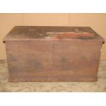 A 19th century pine box with hinged lid and painted simulated wood grain finish