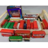 Collection of mixed model buses by Corgi , ERTL, Base toys, all unboxed together with some empty