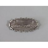 Silver brooch of oval form depicting Clifton Suspension Bridge, by Alfred Wigley, Birmingham 1891