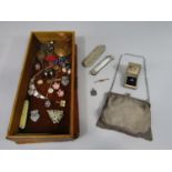 Interesting mixed lot to include a 9ct bar brooch, yellow metal cameo ring set with seed pearls,