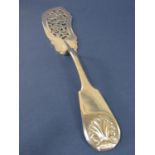 Victorian silver fiddle pattern and kings husk fish slice with typical scrolled fish blade, maker
