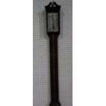 Comitti & Son of London mahogany stick barometer, with silvered back plate, 99cm high