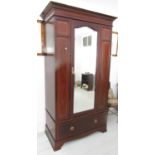 A good quality inlaid Edwardian mahogany single wardrobe with satinwood crossbanded detail,