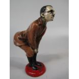 Rare and unusual cast metal novelty humorous pin cushion in the form of Adolf Hitler, 12.5 cm high
