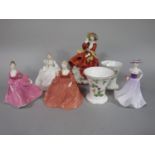 A Royal Doulton figure of Top O' The Hill, HN1834, together with four Coalport figures - Samantha,