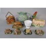 A collection of ceramics including a Beswick ware green ground jug, with impressed numbers to base
