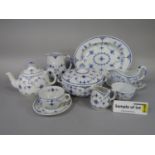 An extensive collection of Furnivall's Denmark pattern dinner and teawares with blue and white