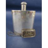 Tiffany & Co sterling silver hip flask with banded decoration, 9cm high (lid dented) together with a