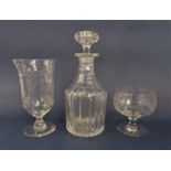 Good collection of glassware comprising a lidded Irish decanter, 28cm high, antique celery glass,