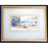 JOHN ABSOLON R.I. (1815-1895) FETE AT WINDSOR CASTLE, WATERCOLOUR, SIGNED (BELOW MOUNT)(10.3 CM X 19