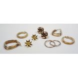 PAIR OF 9 CT GOLD KNOT EARRINGS AND FOUR OTHER PAIRS OF 9 CT GOLD EARRINGS, 8.7 GRAMS (10)