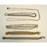 FIVE 9 CT GOLD NECKLACES (ONE BROKEN), 34.7 GRAMS (A LOT)