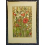 LAURA WEBB,(?) POPPIES No. 2, GOUACHE, SIGNED AND DATED '81, (43.5 CM X 26.5 CM); M. J. PALMER, (?),