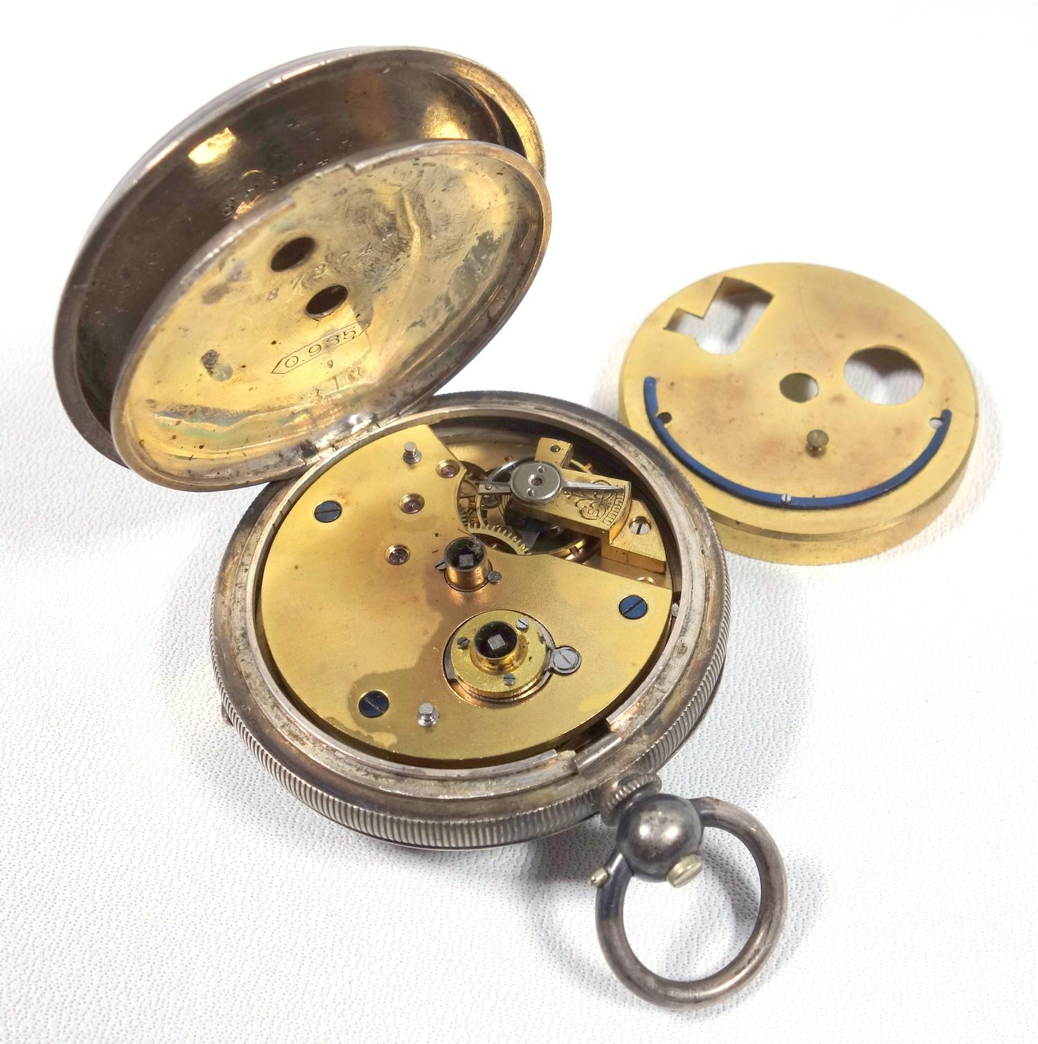 19TH CENTURY SILVER SWISS OPEN FACED POCKET WATCH WITH A WHITE ENAMELLED DIAL INSCRIBED, 'MAKERS - Image 6 of 6