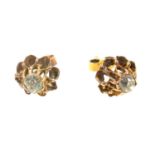 PAIR OF 9 CT GOLD FLORAL EAR STUDS EACH SET WITH A DIAMOND, 1.8 GRAMS (2)